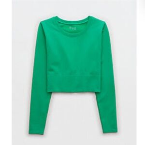 OFFLINE By Aerie Sidewalk Seamless Long Sleeve Cropped Shirt, Small